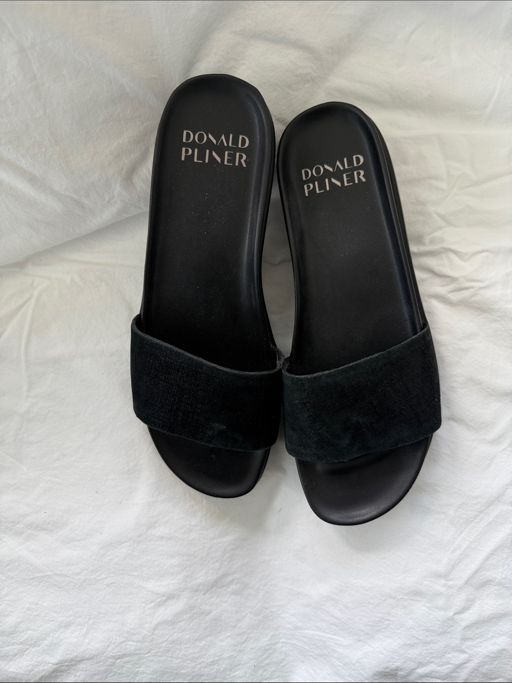 Donald J. Pliner Black Platform Slide Sandals